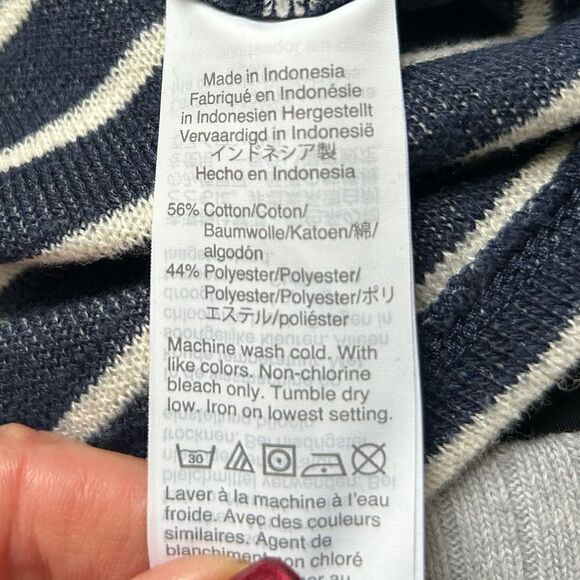 Madewell Blue/White Striped Cotton Mock Turtleneck Sweater with 3/4 Sleeved - Picture 9 of 9